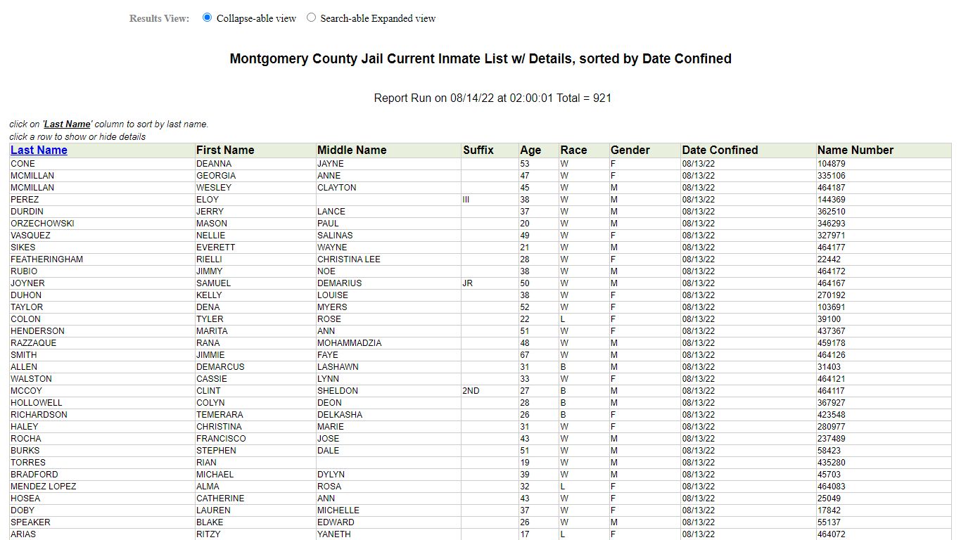 Jail Roster